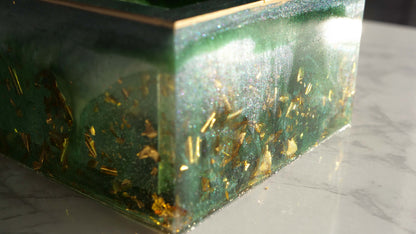 Élégante boîte à mouchoirs en résine, couleur émeraude