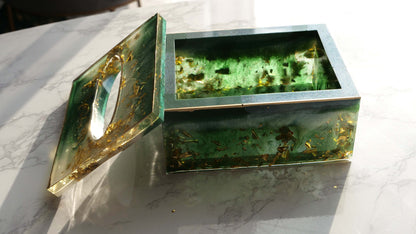 Élégante boîte à mouchoirs en résine, couleur émeraude