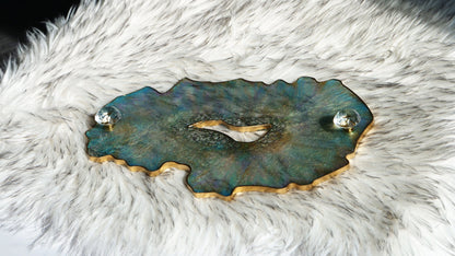 Turquoise Geode Transparent Serving Tray