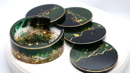 Black & Green Agate Resin Coaster Set (4)