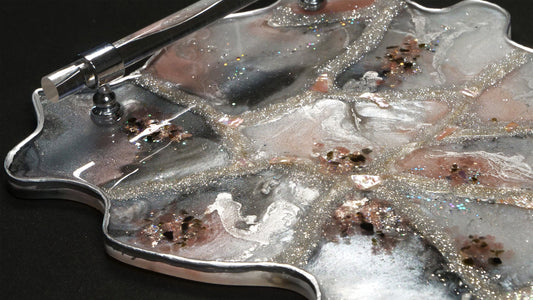 Resin Tray in Pink & Silver