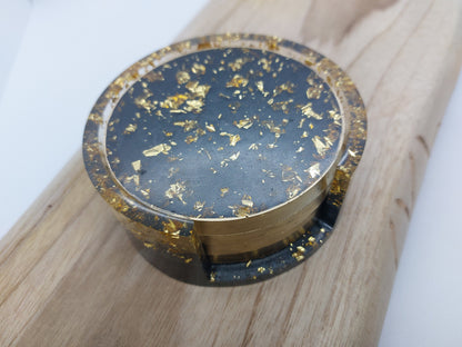 Black & Gold Leaf Resin Coaster Set (4)