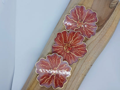 Gilded Floral Resin Coaster Set