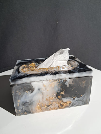 Élégante boîte à mouchoirs en résine, marbre