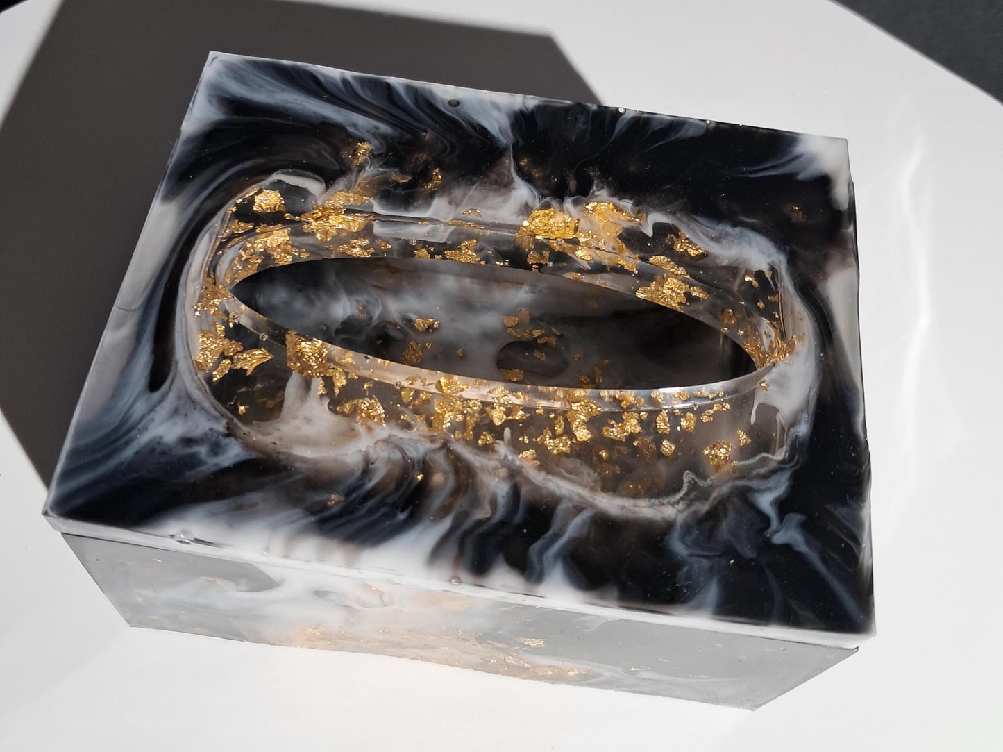 Élégante boîte à mouchoirs en résine, marbre