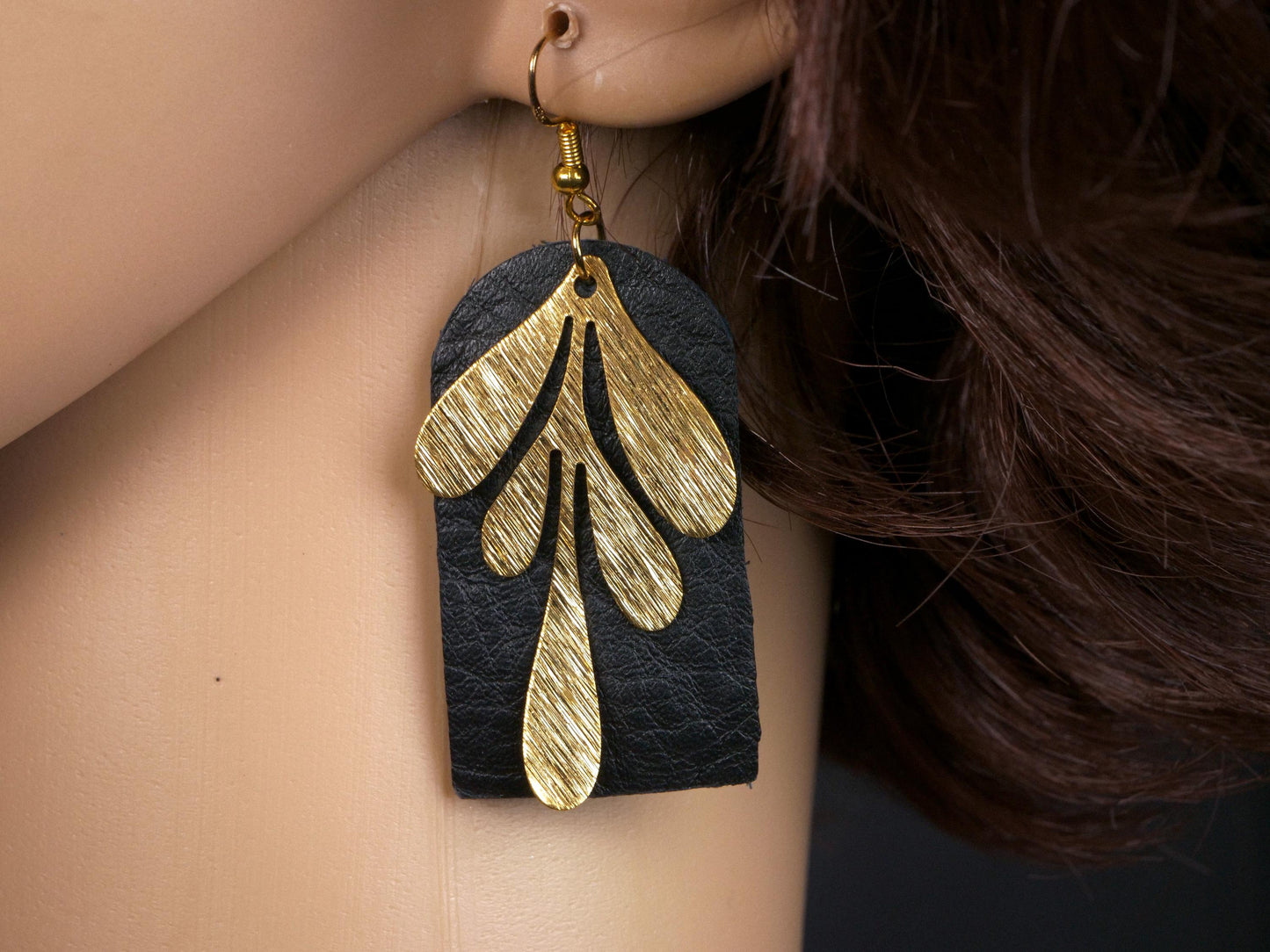 Boucles d'oreilles pendantes, Arche, Noir  