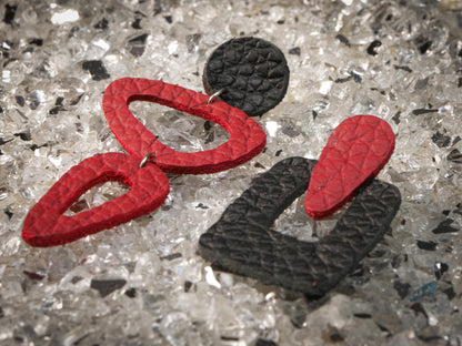 Boucles d'oreilles en cuir Bauhaus abstraites N°2