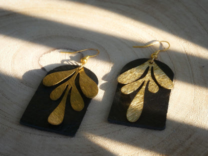 Boucles d'oreilles pendantes, Arche, Noir  