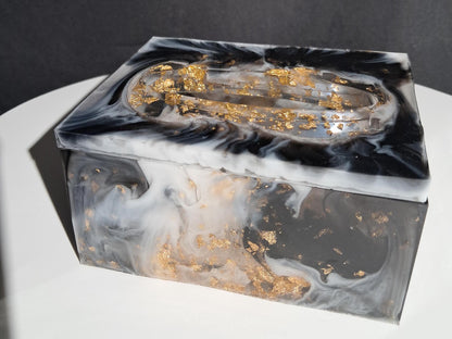 Élégante boîte à mouchoirs en résine, marbre