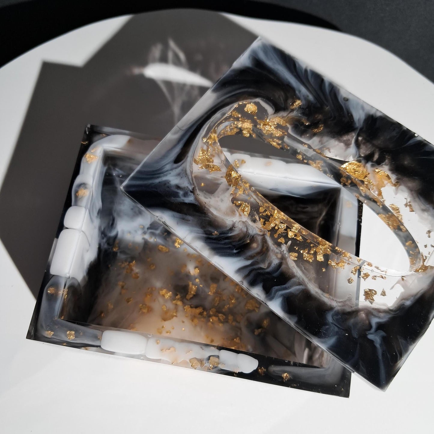 Élégante boîte à mouchoirs en résine, marbre