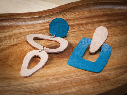 Boucles d'oreilles en cuir Bauhaus abstraites N°1