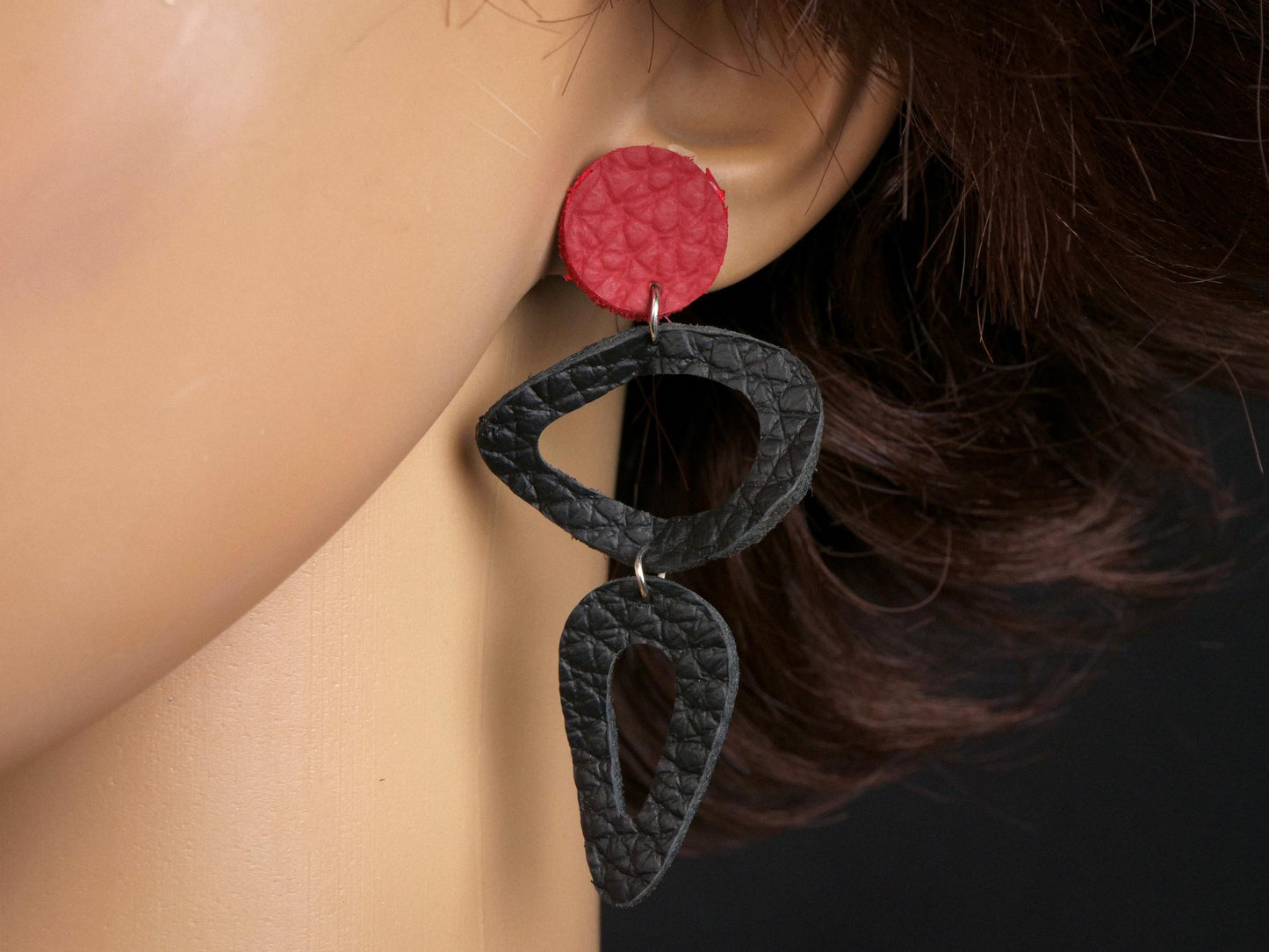 Boucles d'oreilles en cuir Bauhaus abstraites N°2
