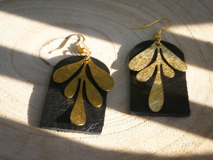 Boucles d'oreilles pendantes, Arche, Noir  